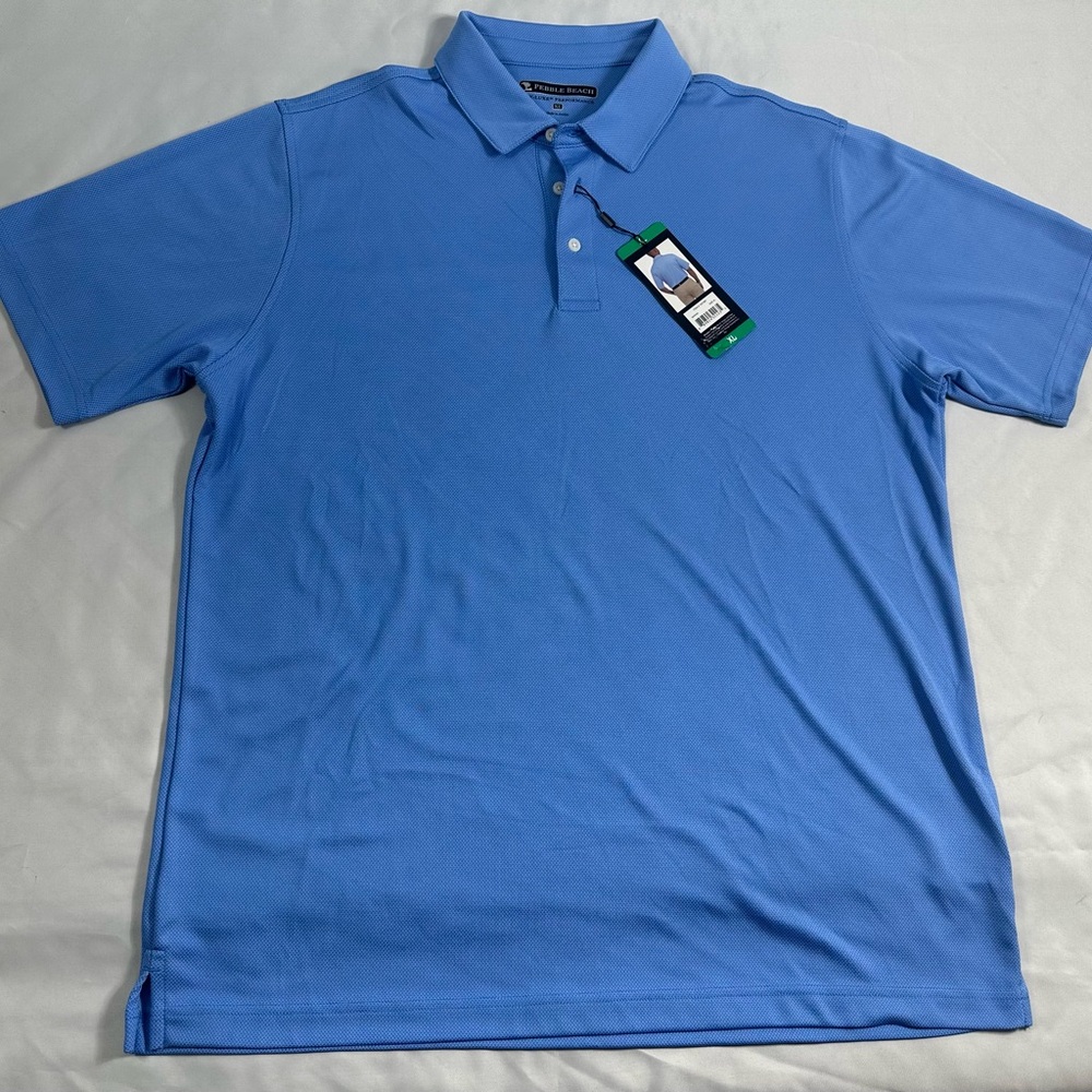 Pebble Beach Dry-Luxe Performance Polo Shirt Mens XL Blue Short Sleeve Golf New